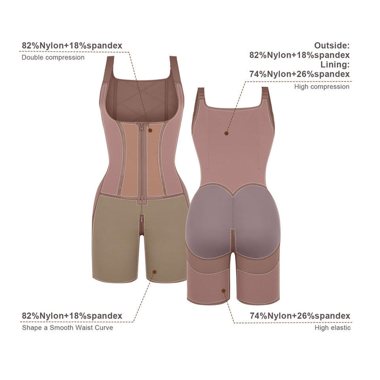 High Compression U-Shape Bust Support Shapewear with Front Zipper