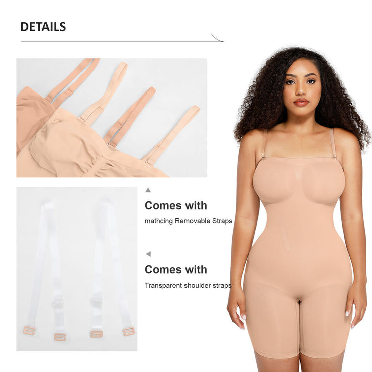Strapless Tummy Control Shapewear Bodysuit with Bust Support & Butt Lift
