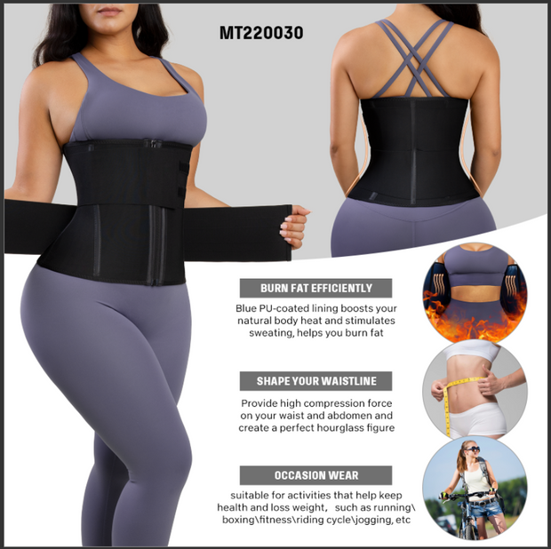 Double Band Waist Trainer – Tummy Control Compression Belt Faja