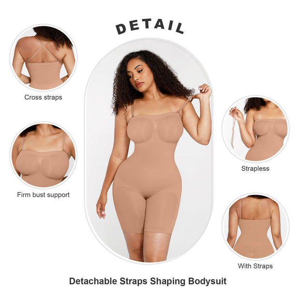 Strapless Tummy Control Shapewear Bodysuit with Bust Support & Butt Lift