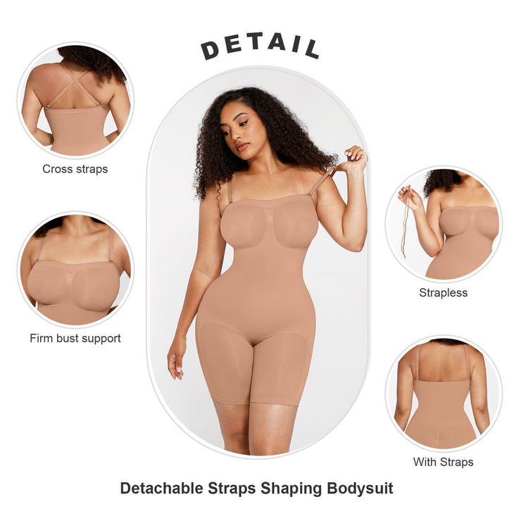 Strapless Tummy Control Shapewear Bodysuit with Bust Support & Butt Lift