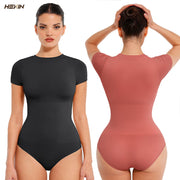 Women’s Seamless Short-Sleeve Shapewear Bodysuit – Breathable Spandex Sculpt Fit