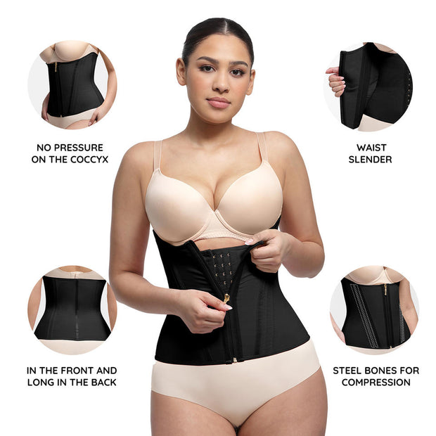 Premium 15-Steel Boned Waist Trainer Vest – Curve Slimming Underbust Shaper