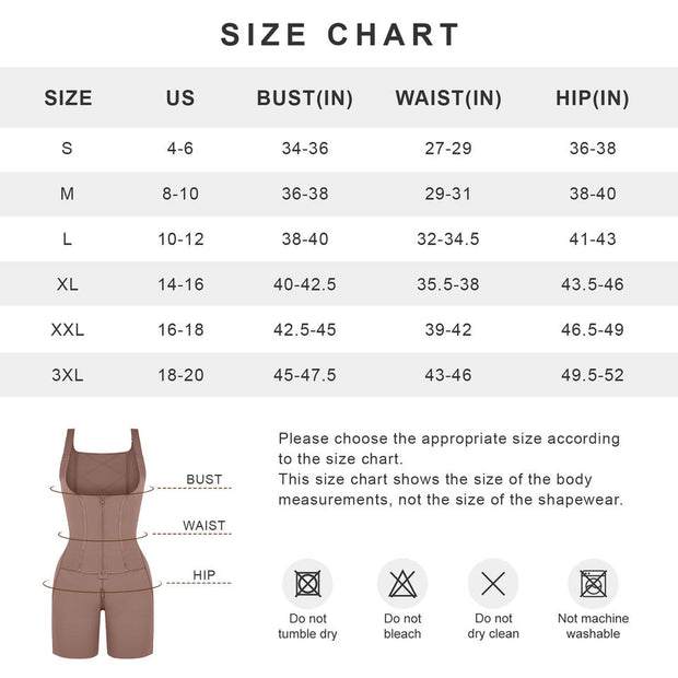 High Compression U-Shape Bust Support Shapewear with Front Zipper
