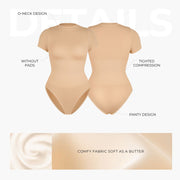 Women’s Seamless Short-Sleeve Shapewear Bodysuit – Breathable Spandex Sculpt Fit