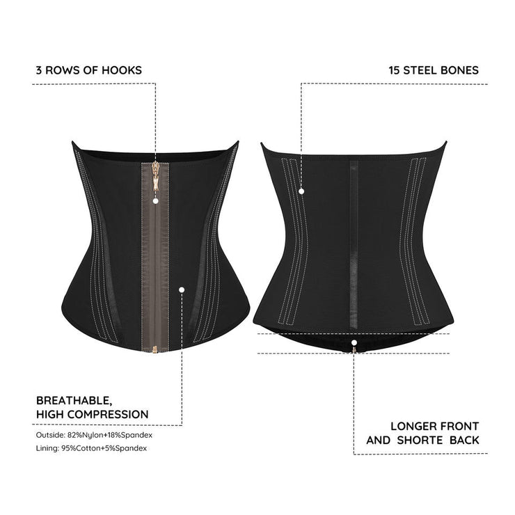 Premium 15-Steel Boned Waist Trainer Vest – Curve Slimming Underbust Shaper