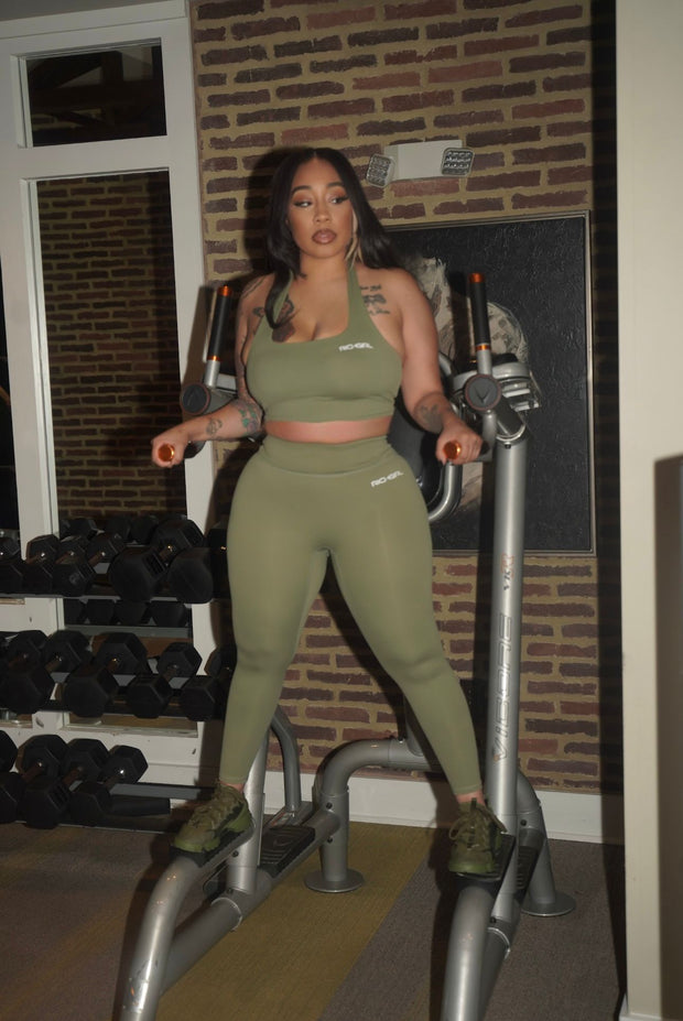 Olive Luxe Trio Set – Seamless Activewear Set for Effortless Style, Comfort & Performance