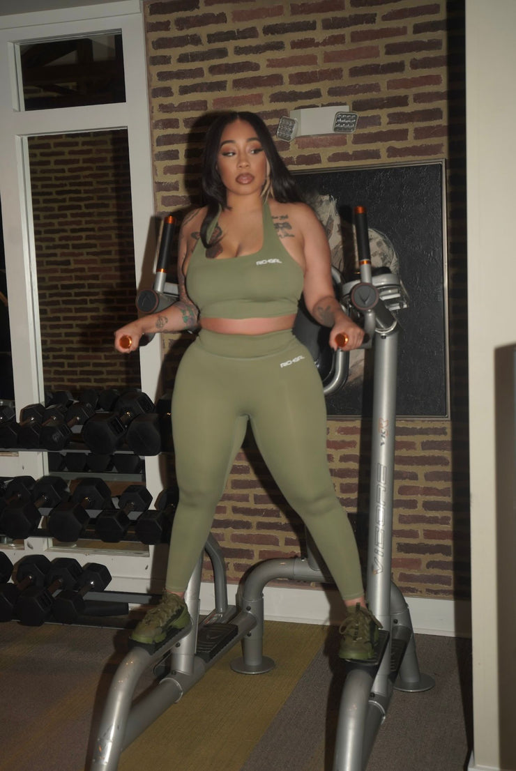 Olive Luxe Trio Set – Seamless Activewear Set for Effortless Style, Comfort & Performance